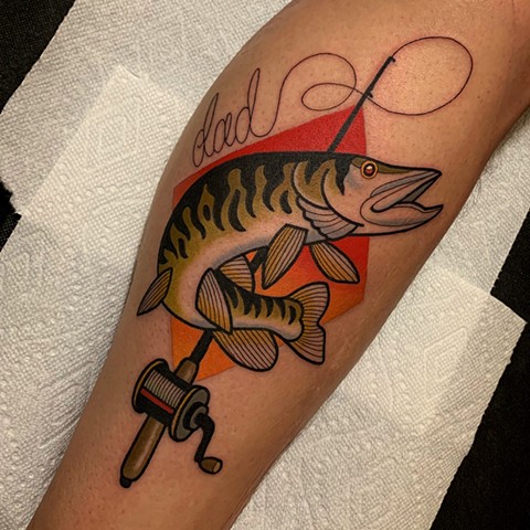 pickerel fish tattoo by dave wah at stay humble tattoo company in baltimore maryland the best tattoo shop and artist in baltimore maryland