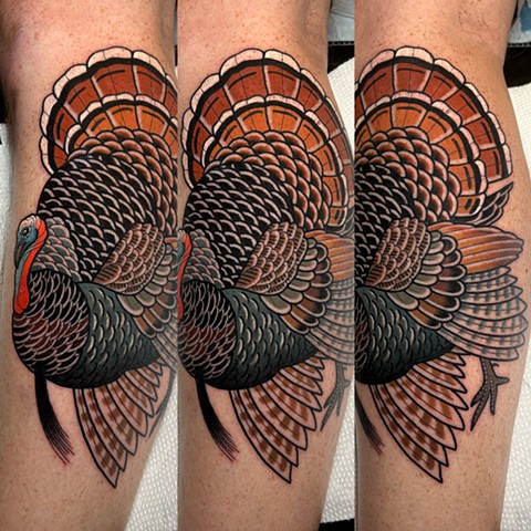 strutting turkey tattoo by dave wah