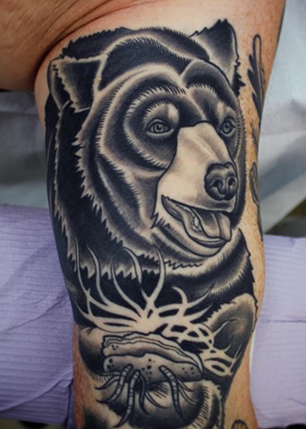 black bear tattoo by dave wah