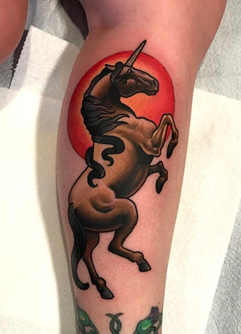 unicorn tattoo by dave wah at stay humble tattoo company in baltimore maryland the best tattoo shop and artist in baltimore maryland