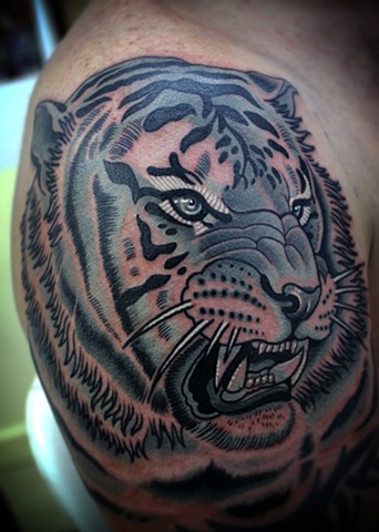 tiger tattoo by dave wah
