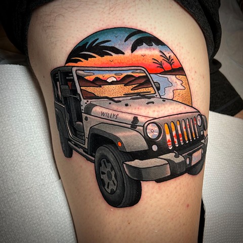 jeep wrangler tattoo by dave wah