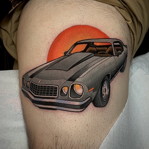 car tattoo by tattoo artist dave wah at stay humble tattoo company in baltimore maryland the best tattoo shop in baltimore maryland