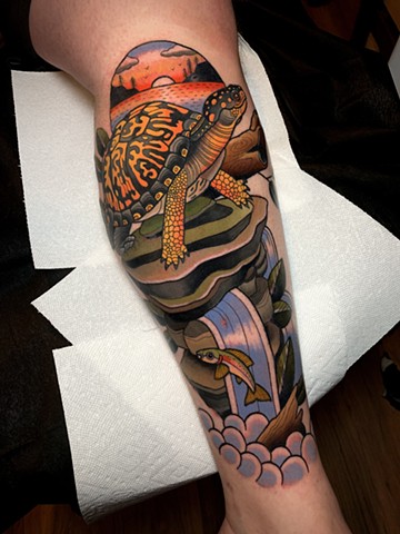 turtle tattoo by tattoo artist dave wah at stay humble tattoo company in baltimore maryland the best tattoo shop in baltimore maryland