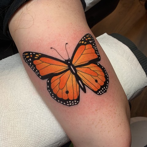 monarch butterfly tattoo by tattoo artist dave wah at stay humble tattoo company in baltimore maryland the best tattoo shop in baltimore maryland