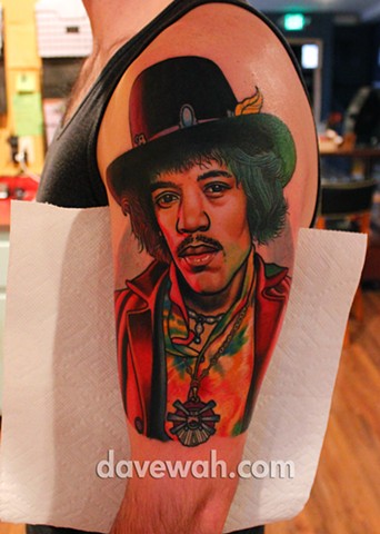 jimi hendrix tattoo by dave wah at stay humble tattoo company in baltimore maryland the best tattoo shop in baltimore maryland