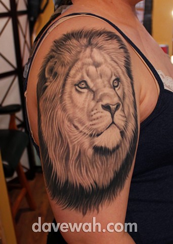 Lion tattoo by dave wah at stay humble tattoo company in baltimore maryland the best tattoo shop in baltimore maryland
