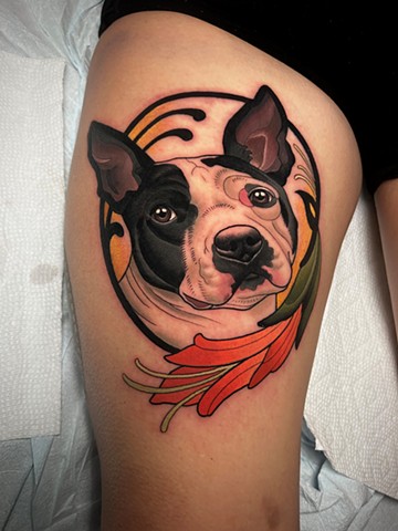 dog portrait tattoo by dave wah