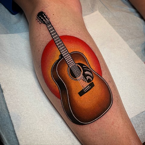 guitar tattoo by dave wah at stay humble tattoo company in baltimore maryland the best tattoo shop and artist in baltimore maryland