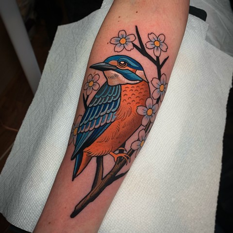 EASTERN BLUE BIRD TATTOO BY DAVE WAH