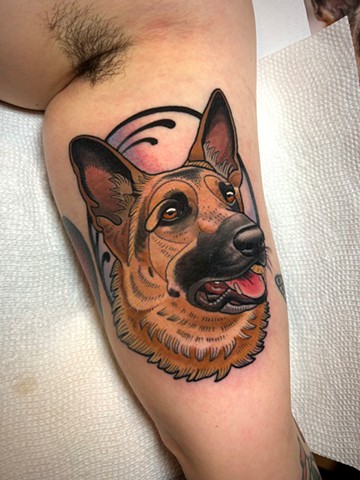 german shepherd tattoo by dave wah