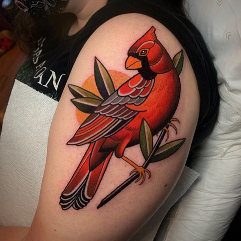 cardinal tattoo by tattoo artist dave wah at stay humble tattoo company in baltimore maryland the best tattoo shop in baltimore maryland