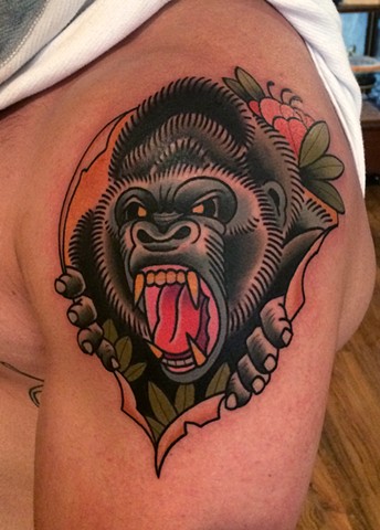 gorilla tattoo by dave wah at stay humble tattoo company in baltimore maryland the best tattoo shop in baltimore maryland