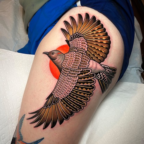 northern flicker tattoo by dave wah