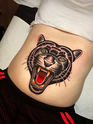 panther head tattoo by dave wah