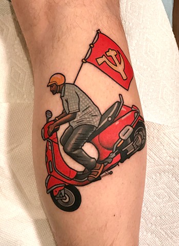 scooter tattoo by dave wah at stay humble tattoo company in baltimore maryland the best tattoo shop and artist in baltimore maryland