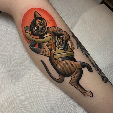 cat portrait tattoo by tattoo artist dave wah at stay humble tattoo company in baltimore maryland the best tattoo shop in baltimore maryland