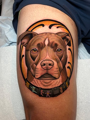 dog portrait tattoo by dave wah