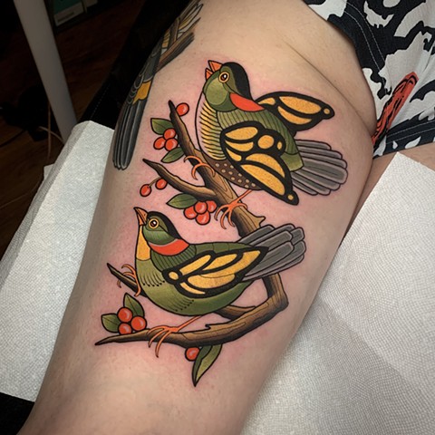 birds with butterfly wings tattoo by tattoo artist dave wah at stay humble tattoo company in baltimore maryland the best tattoo shop in baltimore maryland