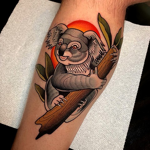 koala tattoo by tattoo artist dave wah at stay humble tattoo company in baltimore maryland the best tattoo shop in baltimore maryland