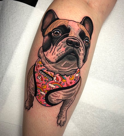dog portrait tattoo by dave wah