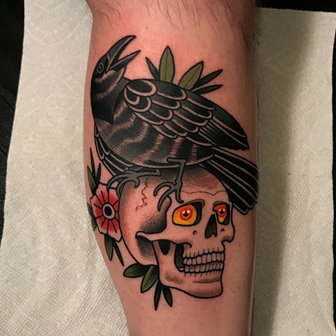 raven and skull tattoo by dave wah at stay humble tattoo company in baltimore maryland the best tattoo shop and artist in baltimore maryland
