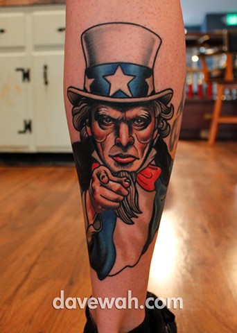 Uncle Sam tattoo by dave wah at stay humble tattoo company in baltimore maryland the best tattoo shop in baltimore maryland