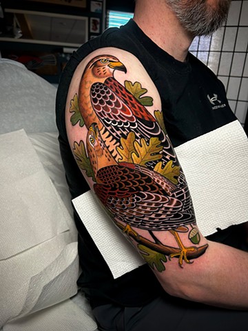 red shouldered hawks tattoo by dave wah