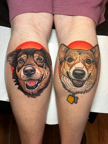 dog portrait tattoos by dave wah