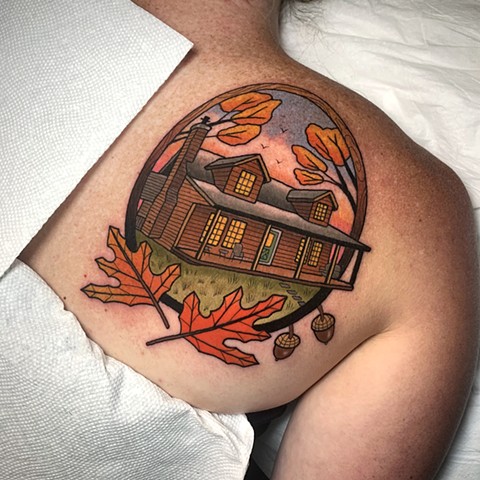 log cabin tattoo tattoo by tattoo artist dave wah at stay humble tattoo company in baltimore maryland the best tattoo shop in baltimore maryland