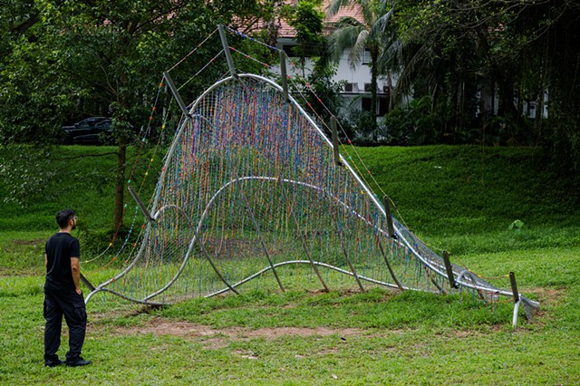 Installation view of Aya Rodriguez-Izumi’s Gate: 3 (2025). Commissioned by Singapore Art Museum for Singapore Biennale 2025: pure intention. Image courtesy of Singapore Art Museum.