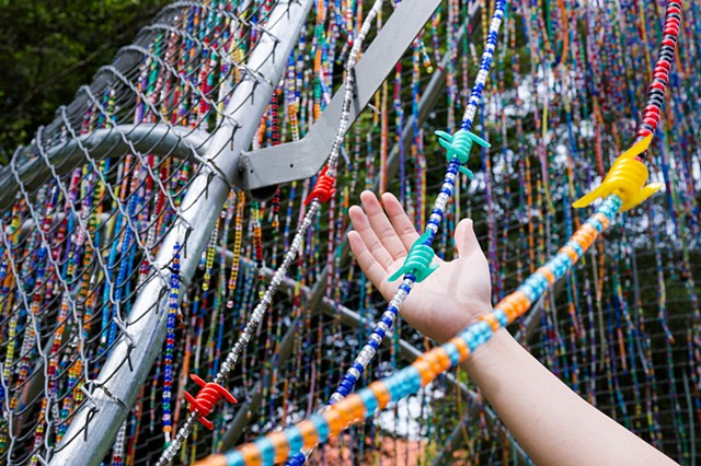 Detail view of Aya Rodriguez-Izumi’s Gate: 3 (2025). Commissioned by Singapore Art Museum for Singapore Biennale 2025: pure intention. Image courtesy of Singapore Art Museum.