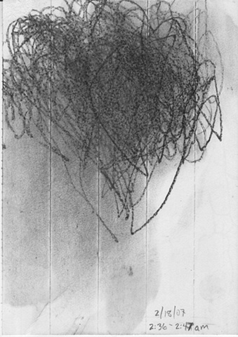 Business Hearts:  2/18/07, 2:36-2:47 am
(side 2 of double-sided drawing on perforated paper)