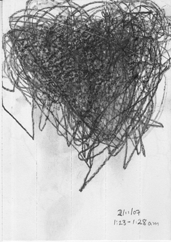 Business Hearts:  2/11/07, 1:23-1:28 am
(side 2 of double-sided drawing on perforated paper)