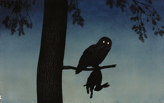 owl w/hare