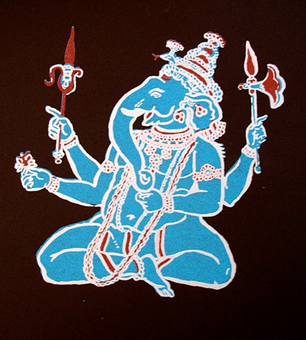 Blue Ganesh on Black