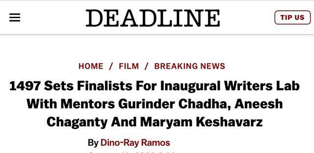 Deadline - 1497 Sets Finalists For Inaugural Writers Lab With Mentors Gurinder Chadha, Aneesh Chaganty And Maryam Keshavarz