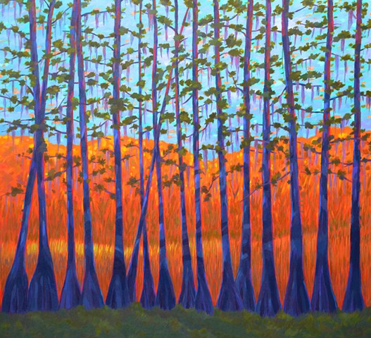 Tripping on Trees painted by Florida Artist Gary Borse is available at Lombard Contemporary Art Orlando Florida
