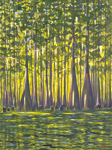 A Cypress Symphony painted by Florida Artist Gary Borse is available at the Harn Museum of Art Museum Store