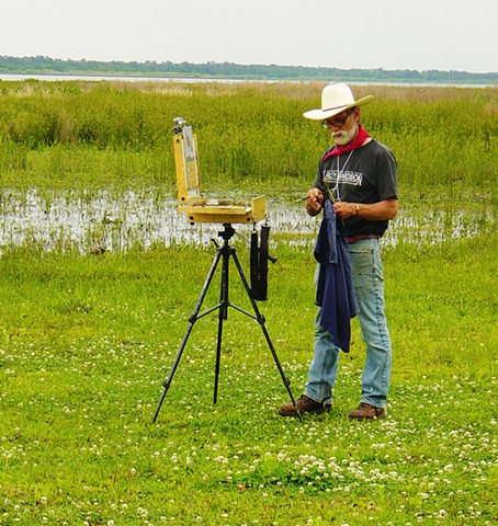 Florida Artist Gary Borse Painting on Orange Lake Florida