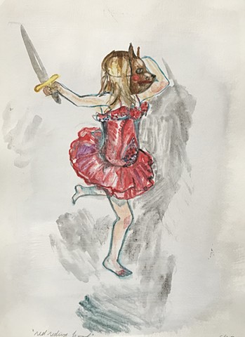 figurative painting with girl in a tutu