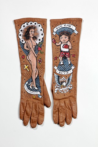 Ballad of the Tattooed Lady: 2011, gloves and works on paper