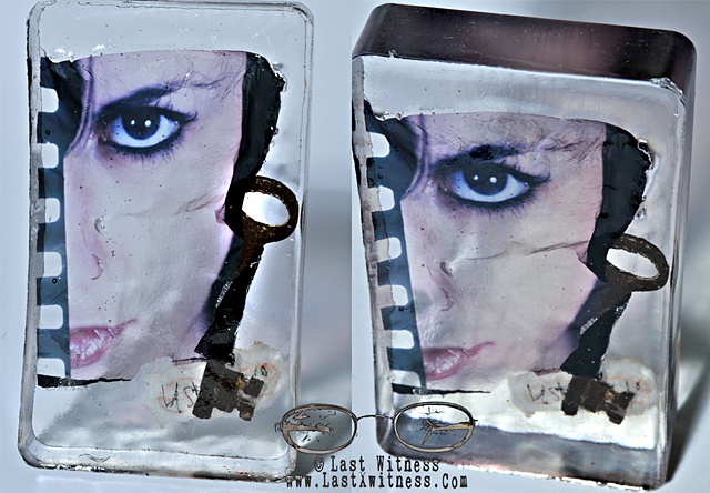 photo emulsion suspended in resin with antique key *this piece has been sold*
