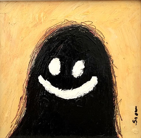 Happy, critter, emotion, small painting 