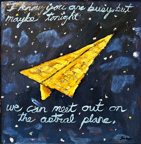 Astral Plane, Paper Airplane, Modern Lovers, oil painting 