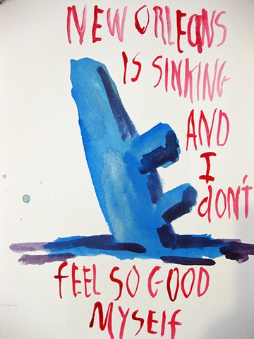 watercolor  text  new orleans sinking 