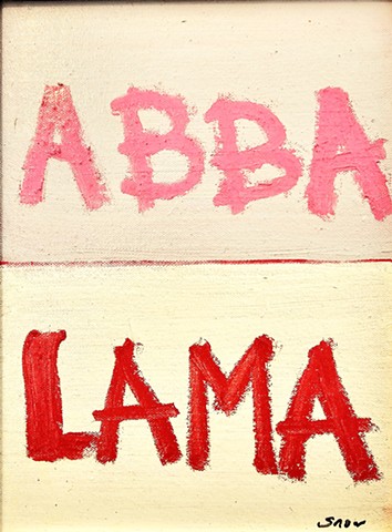 ABBA LAMA ALABAMA red and white oil on canvas