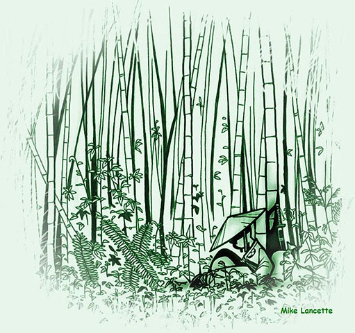 Samurai In The Bamboo Forest