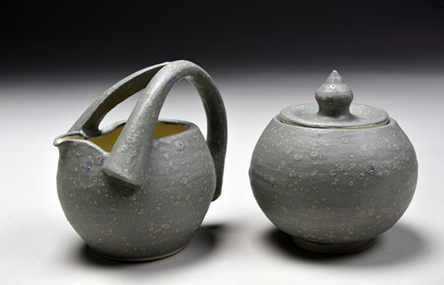 Slate Cream and Sugar Set Porcelain Clay Ceramics