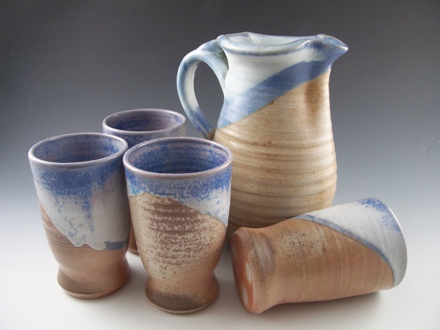 Wood Fired Pitcher and Tumblers